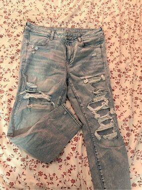 American Eagle Outfitters Light Blue Distressed Skinny Jeans